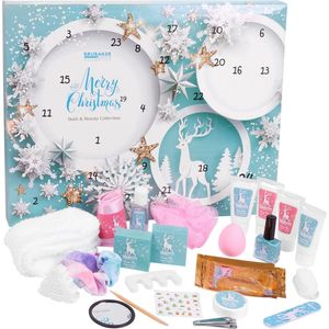 BRUBAKER Cosmetics Beauty Adventskalender - de XXL Wellness Kerstkalender voor Vrouwen en Meisjes - 24 x Lichaamsverzorging Producten & Spa Accessoires - Mint Blauw