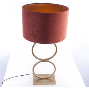 Tafellamp capri 2 ringen | 1 lichts | brons / roest / bruin / goud | metaal / stof | Ø 40 cm | 82 cm hoog | tafellamp | modern / sfeervol / klassiek design