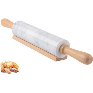 Deegroller set - Marmeren deegroller met houten wieg - 47 cm (185"") - Antiaanbaklaag