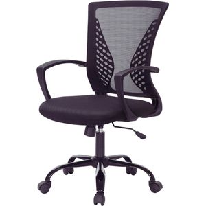 Ergonomische Bureaustoel OB22BK - Met Kantelfunctie - Ademend Design - Tot 120 Kg Belastbaar - 64x64x96 Cm - Zwart