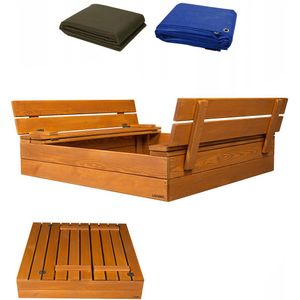 Muntel® Zandbak - Met Banken - Incl. Dekzeil & Gronddoek - Geïmpregneerd Hout