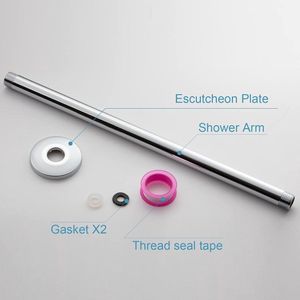 Douche-arm met flens 40 cm - Universele vervangende douchearm - Vaste douchekop en regendouchekop - Chroom rain shower head
