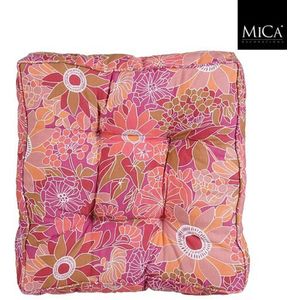 Mica Decorations Fleur Matras kussen - 47 x 47 x 10cm - Roze