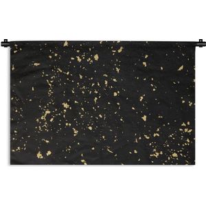 Wandkleed Goud - Gouden vlokken op een zwarte achtergrond Wandkleed katoen 180x120 cm - Wandtapijt met foto XXL / Groot formaat!