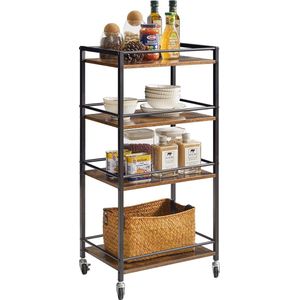 Keukenwagen landhuis, stabiele serveerwagen / Drankentrolley op Wielen - Opbergwagen \kitchen trolley ‎43 x 33 x 15 cm