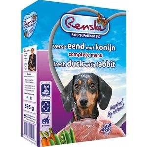 Renske Vers Vlees Hondenvoeding - Eend/Konijn - Hondenvoer - 10 x 395 gr