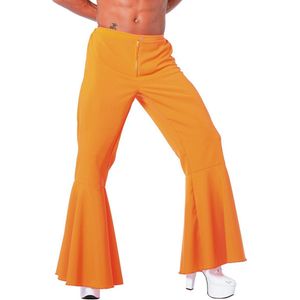 Wilbers & Wilbers - Hippie Kostuum - Oranje Hippie Broek Bi-Stretch - Oranje - Maat 60 - Carnavalskleding - Verkleedkleding