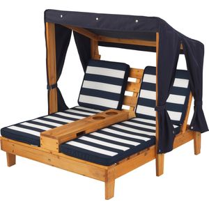 KidKraft Dubbele Chaise Lounge - Honing/Navy/Wit