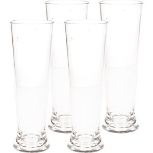 12x stuks onbreekbaar bierglas op voet transparant kunststof 30 cl/300 ml - Onbreekbare bierglazen