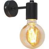 QAZQA Facil - Design Wandlamp Voor Binnen - 1 Lichts - D 130 Mm - Zwart - Woonkamer - Slaapkamer