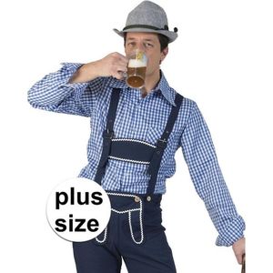 Grote maat blauw/wit geruit tiroler verkleed overhemd voor heren - Oktoberfest kleding XXL/XXXL