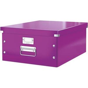 Leitz  WOW Click & Store Grote Kartonnen Opbergdoos Met Deksel voor A3 Formaten - 36.9 x 48.2 CM (BxD) - Ideaal voor Kantoor en Thuiswerken/Thuiswerkplek - Paars