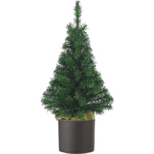 Volle kunst kerstboom 75 cm inclusief donkergrijze pot - Kunstkerstbomen middelgroot