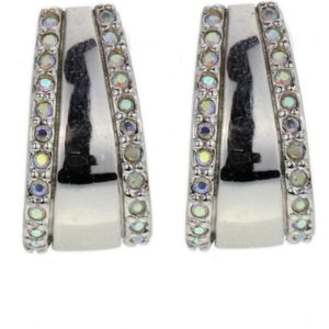 Behave Oorbellen dames stekers zilver kleur met ab steentjes