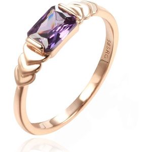 Cilla Jewels Damesring met Grote Rechthoekige Paarse Zirkonia-17mm