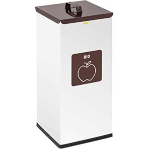 Afvalbak 60 Liter - Afvalemmer 60 Liter - Handmatig optillen - Wit|Bruin