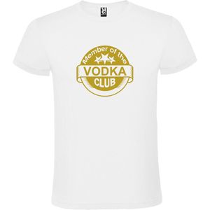 Wit  T shirt met  "" Member of the Vodka club ""print Goud size XXXXL