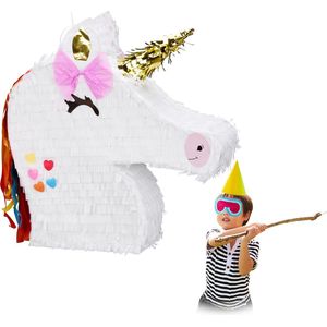 Relaxdays pinata eenhoorn - Unicorn piñata van papier - zonder vulling - feestspel