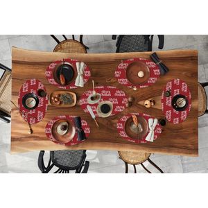 Placemats ovaal - Onderleggers - Ovale placemats - Quotes - Christmas - Patronen - Rood - Wit - 10 stuks - Kerst - Cadeau - Kerstcadeau voor mannen, vrouwen en kinderen