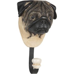 Clayre & Eef Wandhaak 11*8*18 cm Beige Kunststof, Ijzer Hond Kapstok Wandkapstok Jashaak