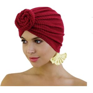 Tulband - Head wrap - Chemo muts – Haarband Damesmutsen - Tulband cap - Hoofddeksel - Knot tulband - Beanie- Hoofddoek - Muts - Rood - Hijab - Slaapmuts - Hoofdwear