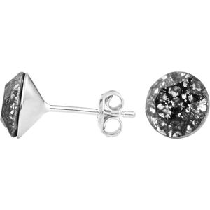 ARLIZI 1010 Oorbellen Swarovski Kristal - Dames - 925 Sterling Zilver - 8 mm - Zwart