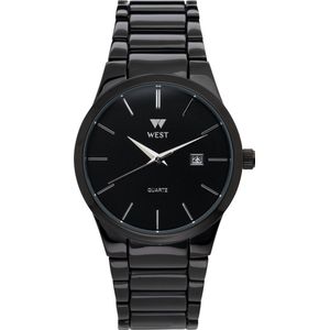 West Watch basic heren jongens horloge staal met datum - Model Milan - analoog - Ø 40 mm - Zwart