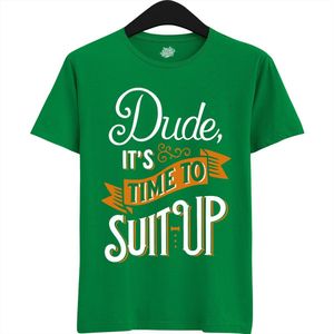 Dude Shuit Up | Vrijgezellenfeest Cadeau Man - Groom To Be Bachelor Party - Grappig Bruiloft En Bruidegom Bier Shirt - T-Shirt - Unisex - Kelly Groen - Maat 4XL