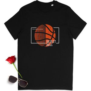 T Shirt Heren - T Shirt Dames - Basketbal Print - Zwart - Maat L