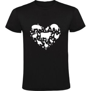 Dieren hart Heren T-shirt | varken | eend | koe | kip | liefhebber | hartje | Zwart