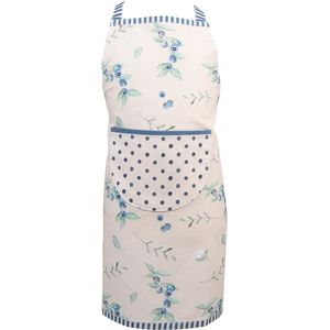 Clayre & Eef Keukenschort Kinderen 48x56 cm Beige Blauw Katoen Bosbessen Kookschort