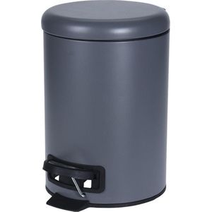 Donker grijze vuilnisbak/pedaalemmer 3 liter - Vuilnisemmers/vuilnisbakken/pedaalemmers/prullenbakken voor toilet