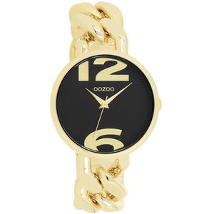 OOZOO Timepieces - Goudkleurige OOZOO horloge met goudkleurige grove schakelarmband - C11264
