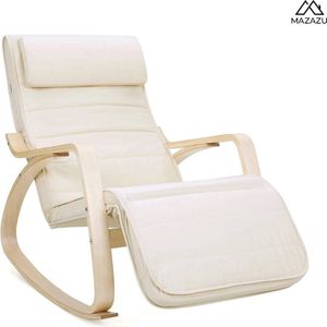 MIRA Home - Lounge stoel - Stoel - Comfortabel - Basic - Hout - Stof - Beige - 67x115x91cm