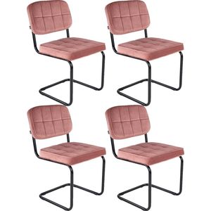 Kick buisframe stoel Ivy roze - set van 4