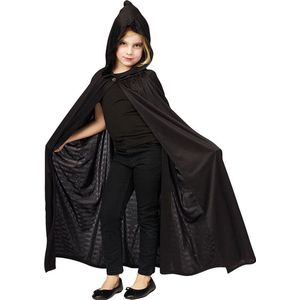 Zwarte cape met kap voor kinderen - 6 tot 10 jaar - halloween mantel