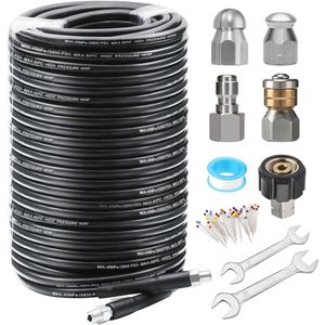Riool Jetter Kit 200FT - Afvoerreinigingsslang voor hogedrukreinigers - 5800PSI - 1/4 Inch NPT