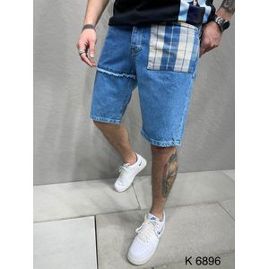 Mannen Stretch Korte Jeans Fashion Casual Slim Fit Hoge Kwaliteit Elastische Denim Shorts Mannelijke Gat Out Korte Jeans - W31