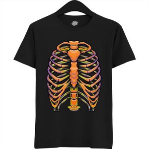 Pumpkin Bones - Halloween Ribbenkast Dames / Heren Unisex T-shirt - Grappig Kostuum Shirt Idee Voor Volwassenen - T-Shirt - Unisex - Zwart - Maat XXL