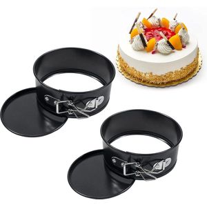Ronde mini-bakvormen, 12 cm, 2 stuks, kleine ronde springvormen, cakevorm, cakevorm, mini-ronde taartbakvormen met antiaanbaklaag