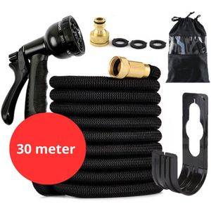 Tuinslang set compleet - 30 Meter - Tuinslang met 8 standen - Incl ophang haak en zak - Flexibel - Flexibele tuinslang - Flexibele tuinslang 30 meter