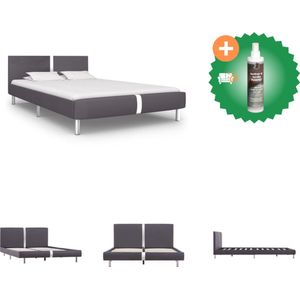vidaXL Bedframe kunstleer grijs 120x200 cm - Bed - Inclusief Reiniger