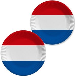 Holland/nederlandse vlag gebaksbordjes - 20x - karton - D23 cm - Koningsdag/bevrijdingsdag