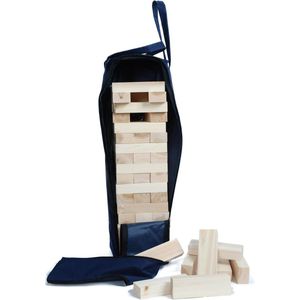 PHILOS Stapeltoren spel XL hout/tas 60x15x15cm - Spannend spel voor het hele gezin - Leeftijd vanaf 6 jaar - Voor 2-6 spelers