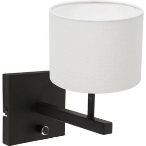 Wandlamp Stang met linnen kap | 1 lichts | grijs / zwart |metaal / stof | Ø 20 cm | 25 cm hoog | dimbaar | modern / sfeervol design