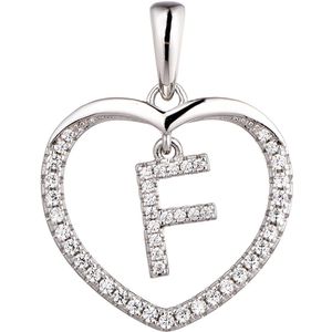 N3 Collecties 925 Hartje zilver Ketting met Hanger -Letter F