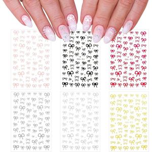 6 Vellen Nagelstickers met Strik | Zelfklevend 3D Nagelstickers voor Dames | Nagelstickers Nageldesign Decoratie Thuis Salon (6 Kleuren) .