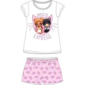 Na!Na!Na! suprise shortama/pyjama dress to express katoen wit/roze maat 110