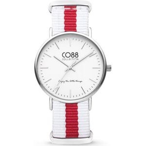 CO88 Collection Watches 8CW 10027 Horloge - Nato Band - Ø 36 mm - Wit / Rood