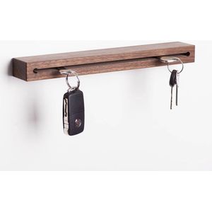 Sleutelplank van hout met plank, groef, moderne sleutelhouder, wanddecoratie van hout, handgemaakt in Beieren, sleutellijst, landhuisdesign, sleutelbord van hout (notenhout, 30 cm)